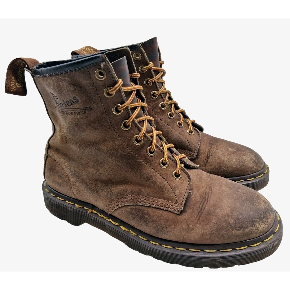 Dr Martens Boots Mens UK 7 US 8 Brown Leather Made In England Combat Ankle Boots